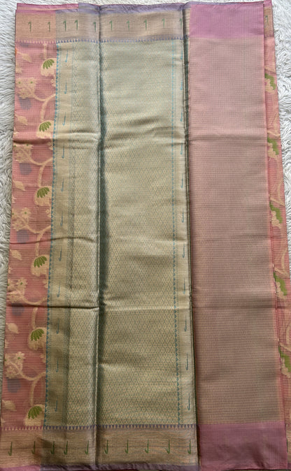 Silk kota Allover Saree Light Pink colored Complemented with a Muniya Border. - Sampradaya Designer Studio