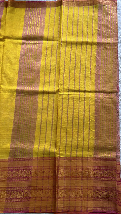 Mangalagiri Chikankari Saree Pink colored complemented with a Mangalagiri Kanchi Border. - Sampradaya Designer Studio