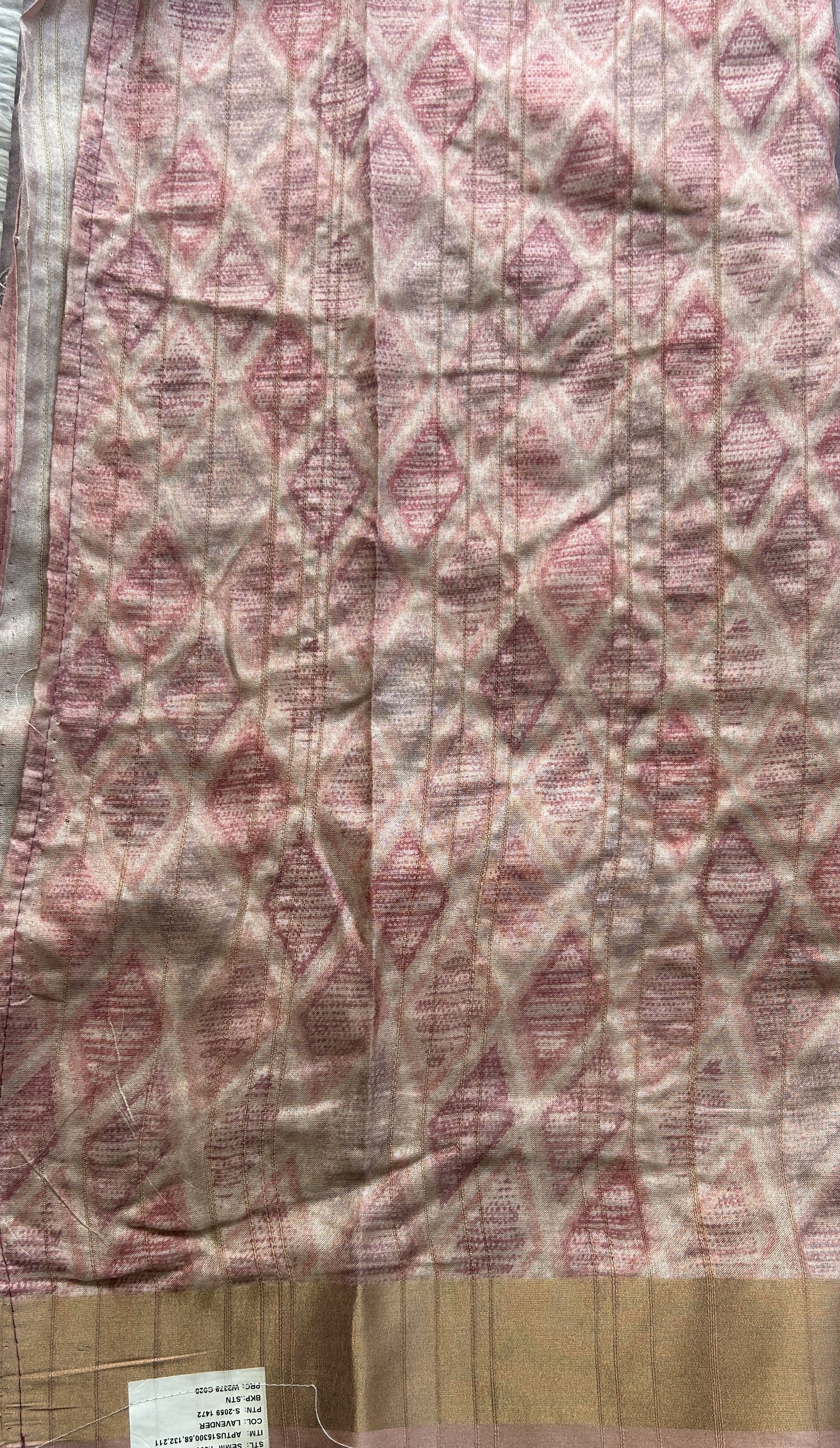 Semi Tussar Saree Light Lavender Colored complemented with a Peach Zari Border. - Sampradaya Designer Studio