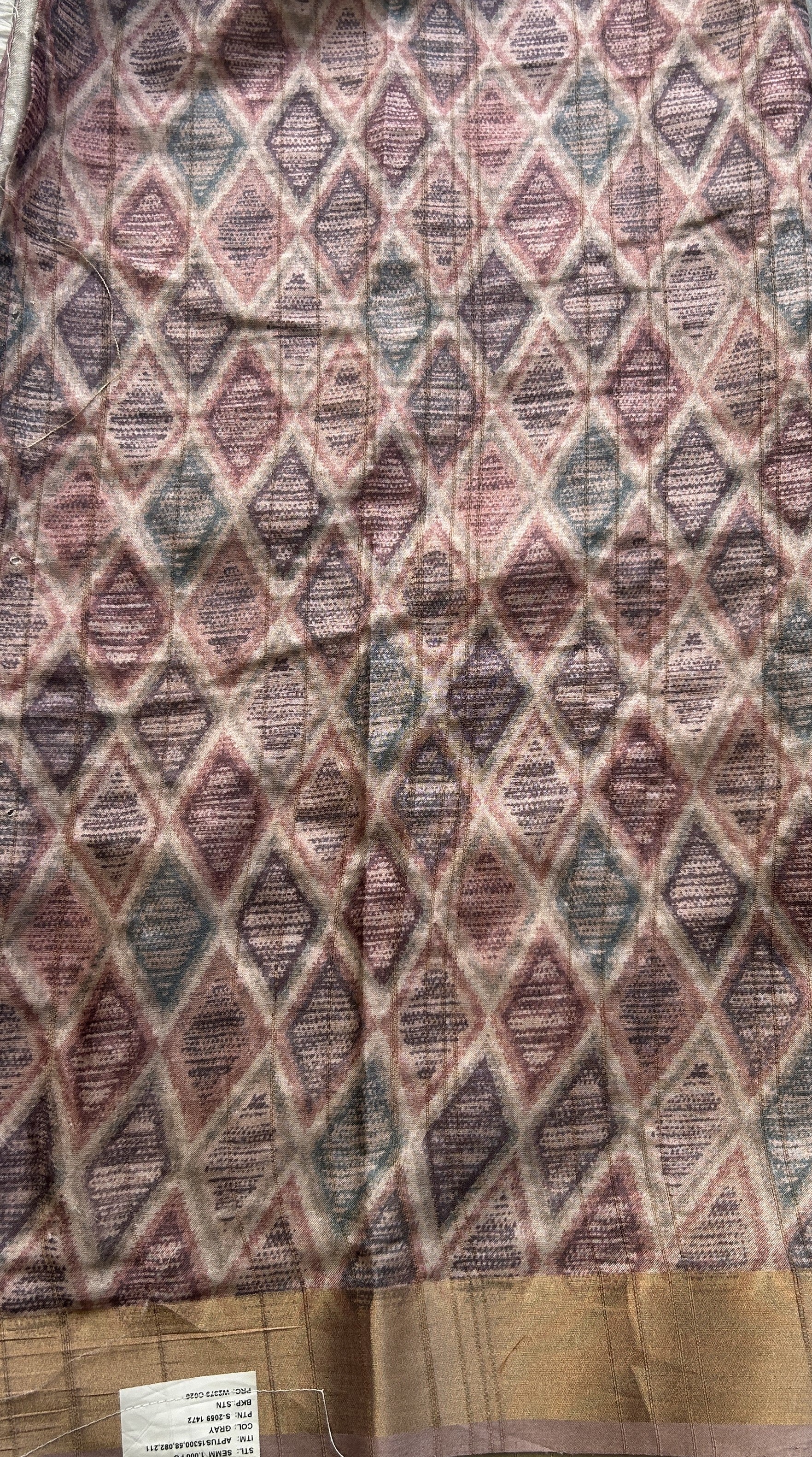 Semi Tussar Saree Gray Colored complemented with a Light Pink Zari Border. - Sampradaya Designer Studio