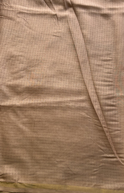 Semi Tussar Saree Rose Wood Colored complemented with a Borderless. - Sampradaya Designer Studio