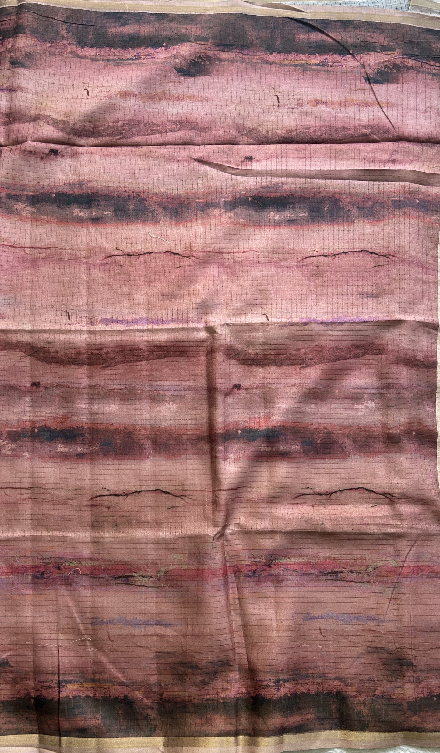 Semi Tussar Saree Rose Wood Colored complemented with a Borderless. - Sampradaya Designer Studio