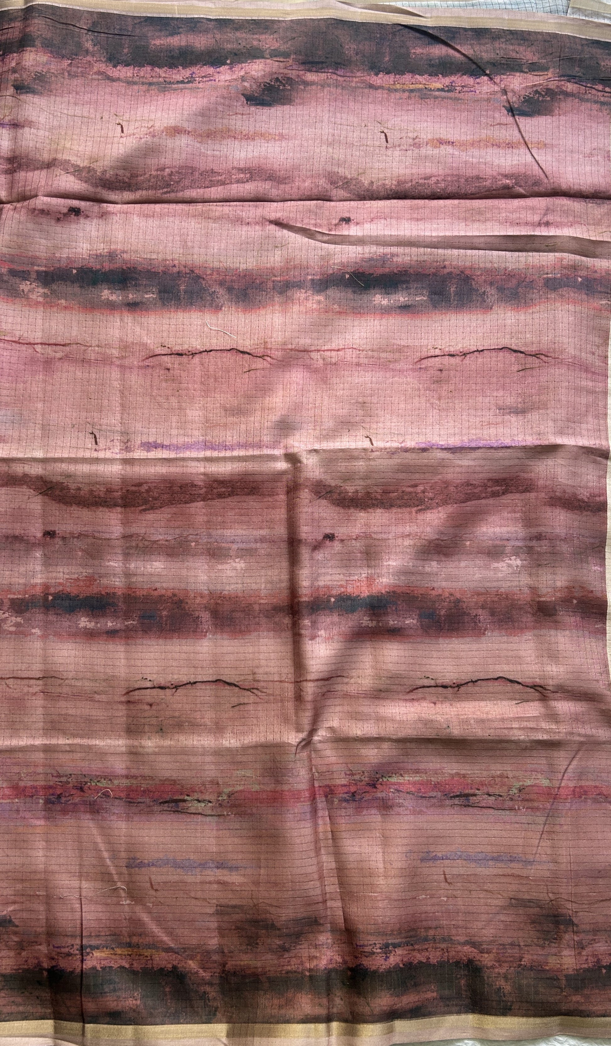 Semi Tussar Saree Rose Wood Colored complemented with a Borderless. - Sampradaya Designer Studio