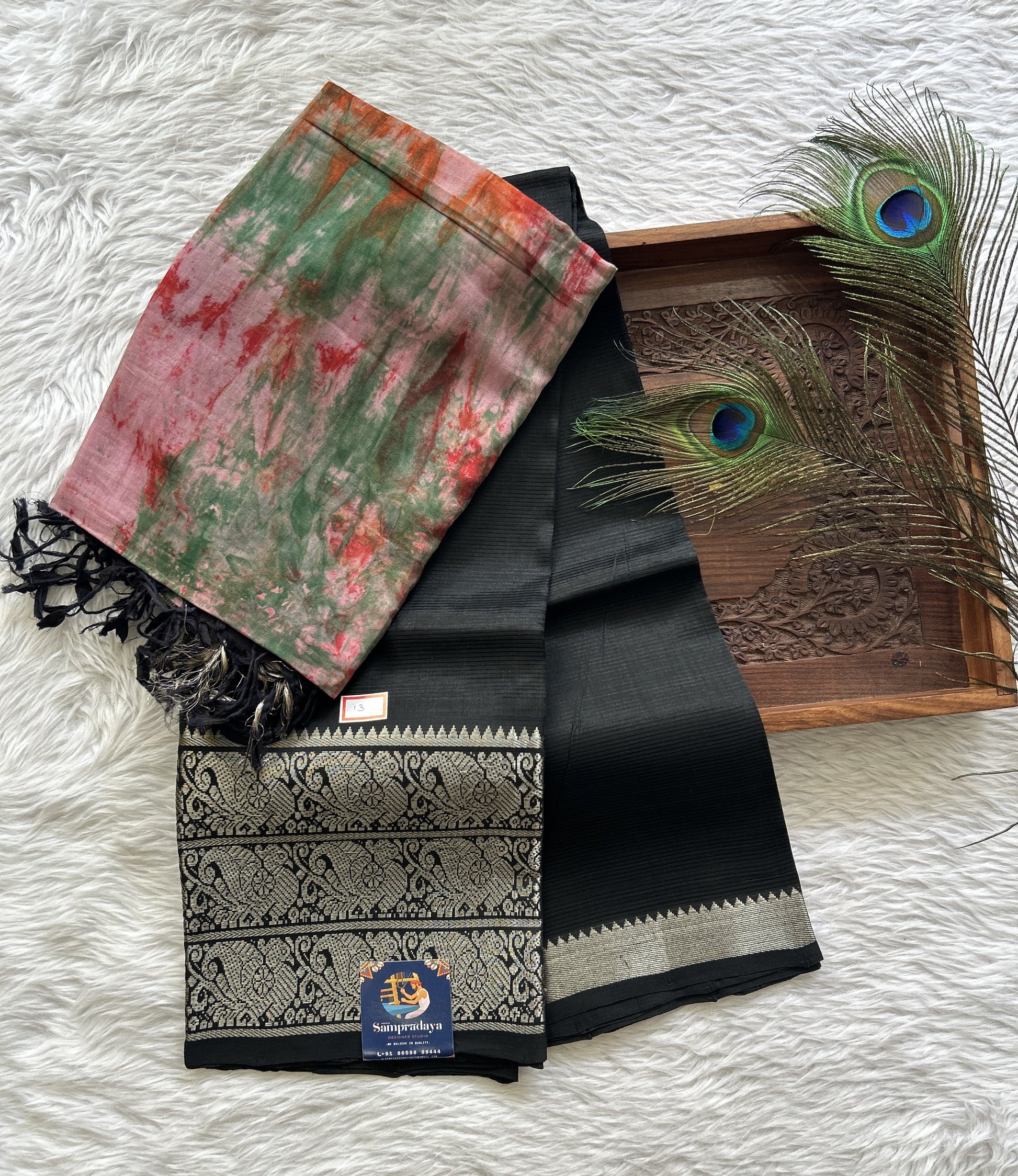 Mangalagiri Dress Material Black Color