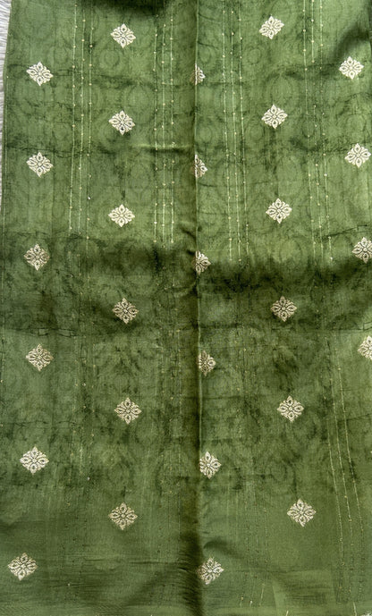 Banarasi Soft Silk Saree Pine Green Colored Complemented with a Zari Border. - Sampradaya Designer Studio