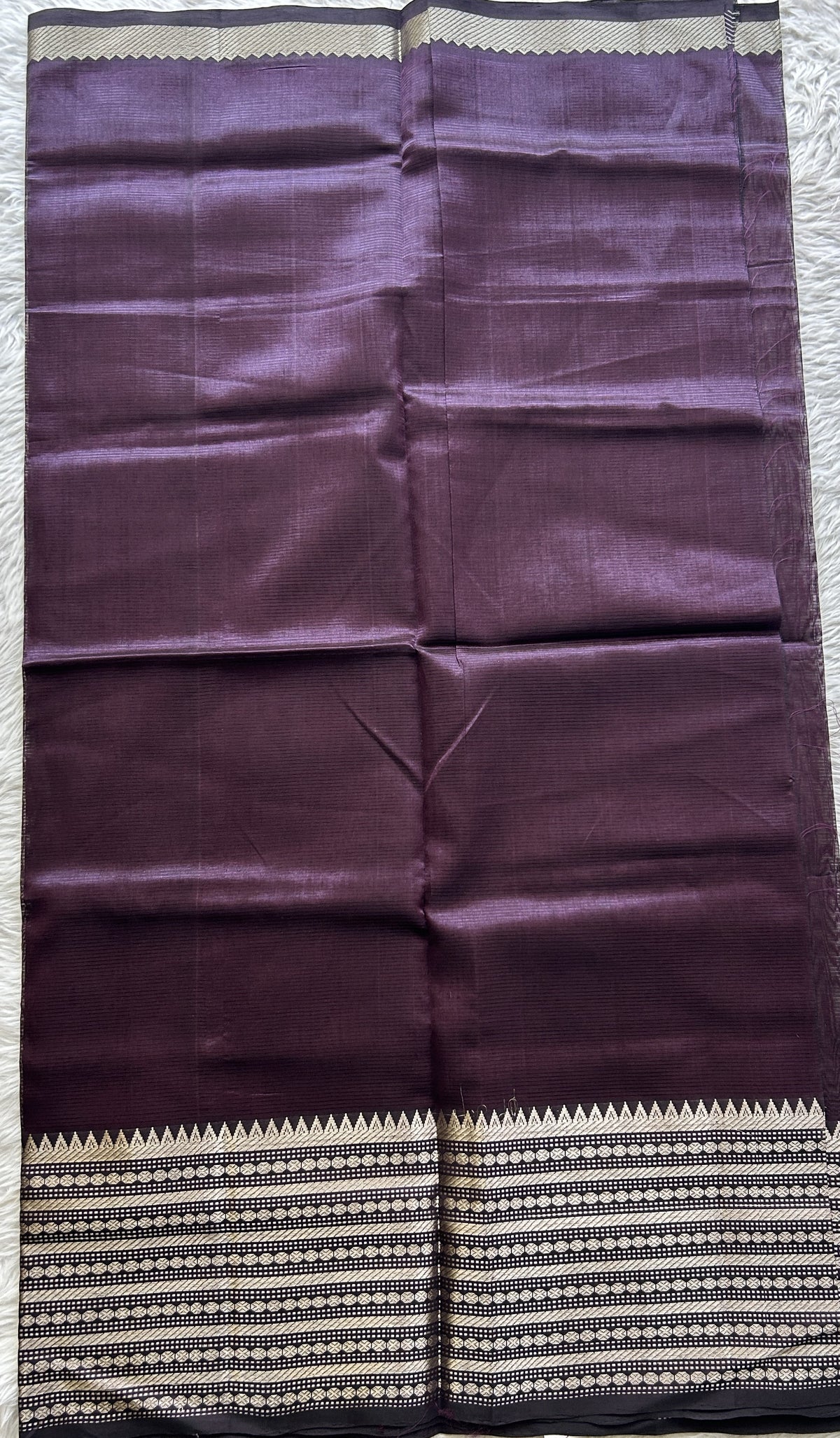 Pure Mangalagiri Pattu Dress Material Purple Colored Paired with a Cream Color Digital Print Dupatta - Sampradaya Designer Studio