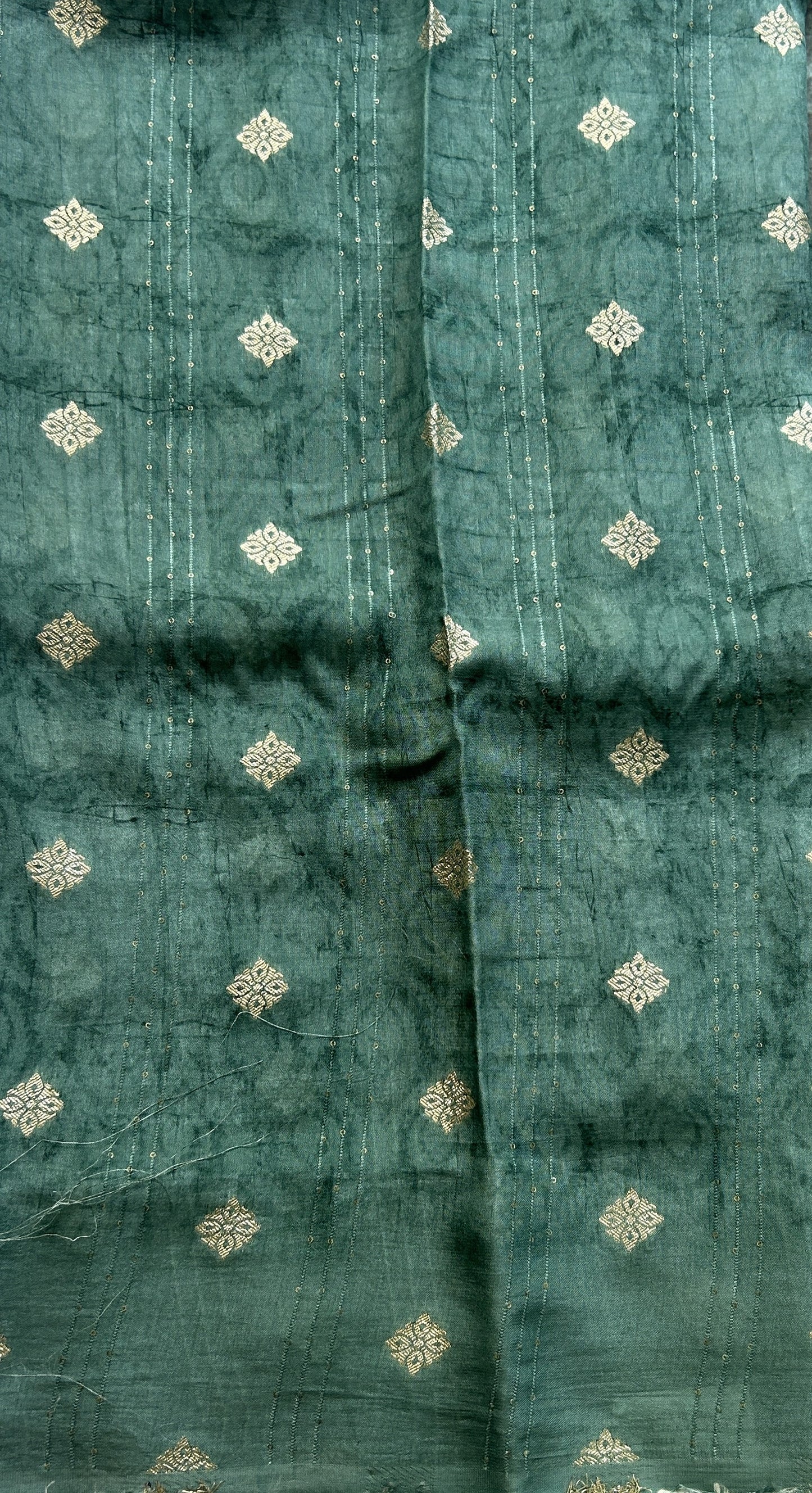 Banarasi Soft Silk Saree Dark Turquoise Green Colored Complemented with a Zari Border. - Sampradaya Designer Studio