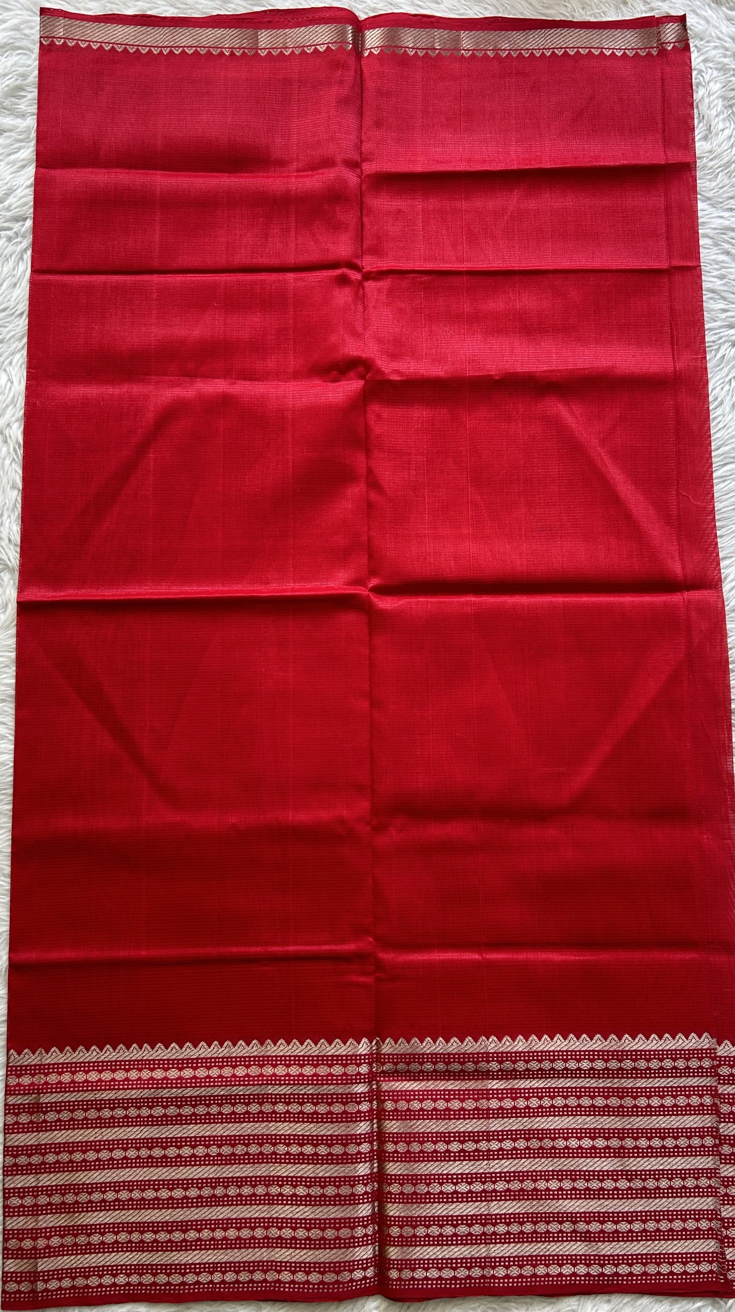 Pure Mangalagiri Pattu Dress Material Red Colored Paired with a Gray Color Digital Print Dupatta - Sampradaya Designer Studio