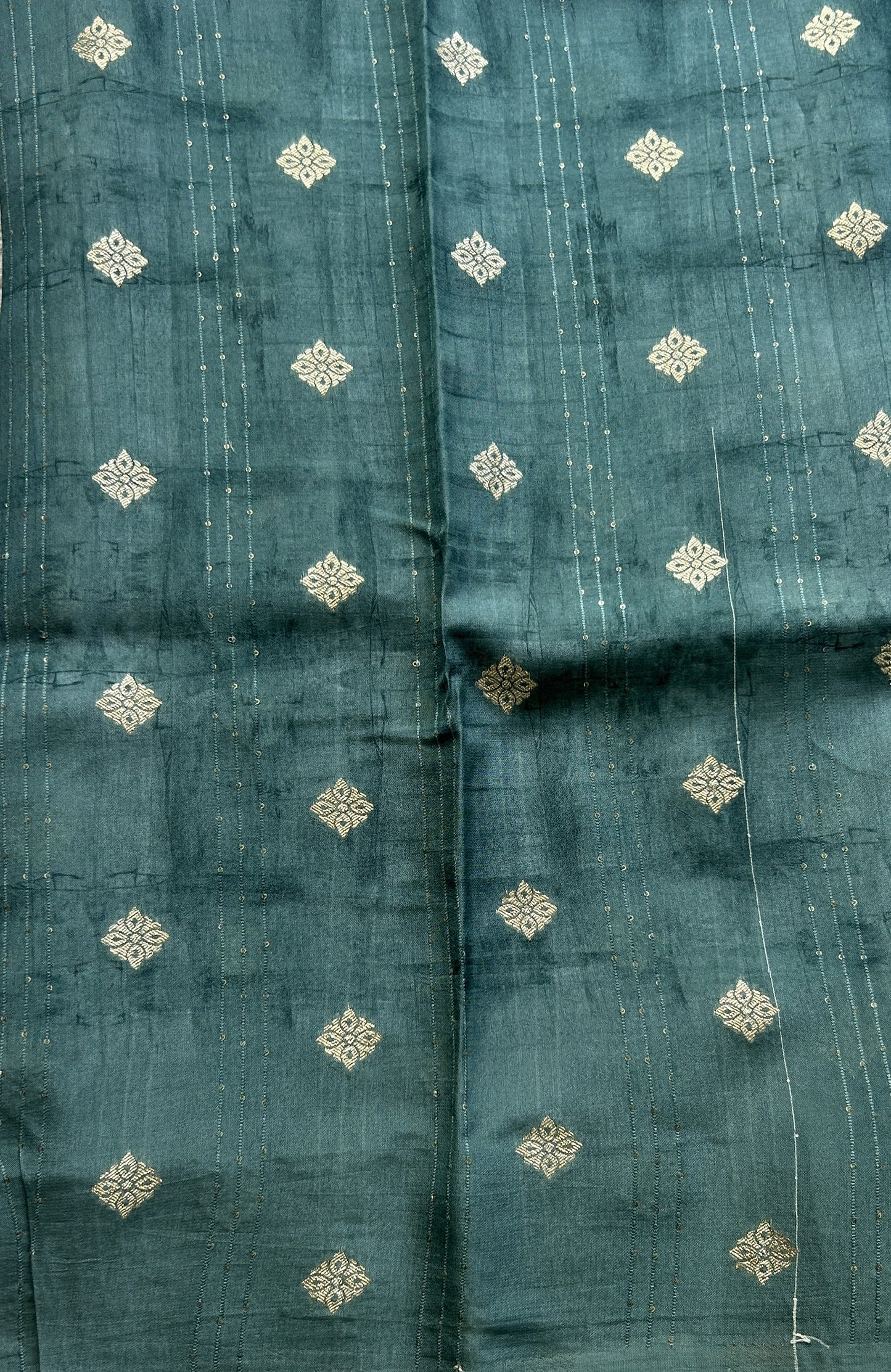 Banarasi Soft Silk Saree Teal Blue Colored Complemented with a Zari Border. - Sampradaya Designer Studio