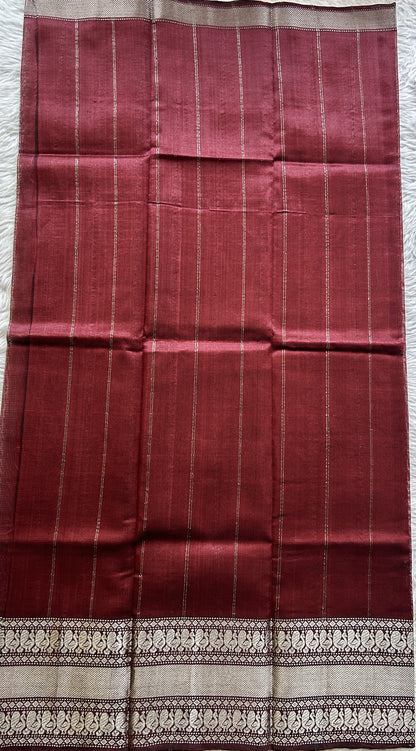 Pure Mangalagiri Pattu Dress Material Brown Colored Paired with a Gray Color Digital Print Dupatta - Sampradaya Designer Studio