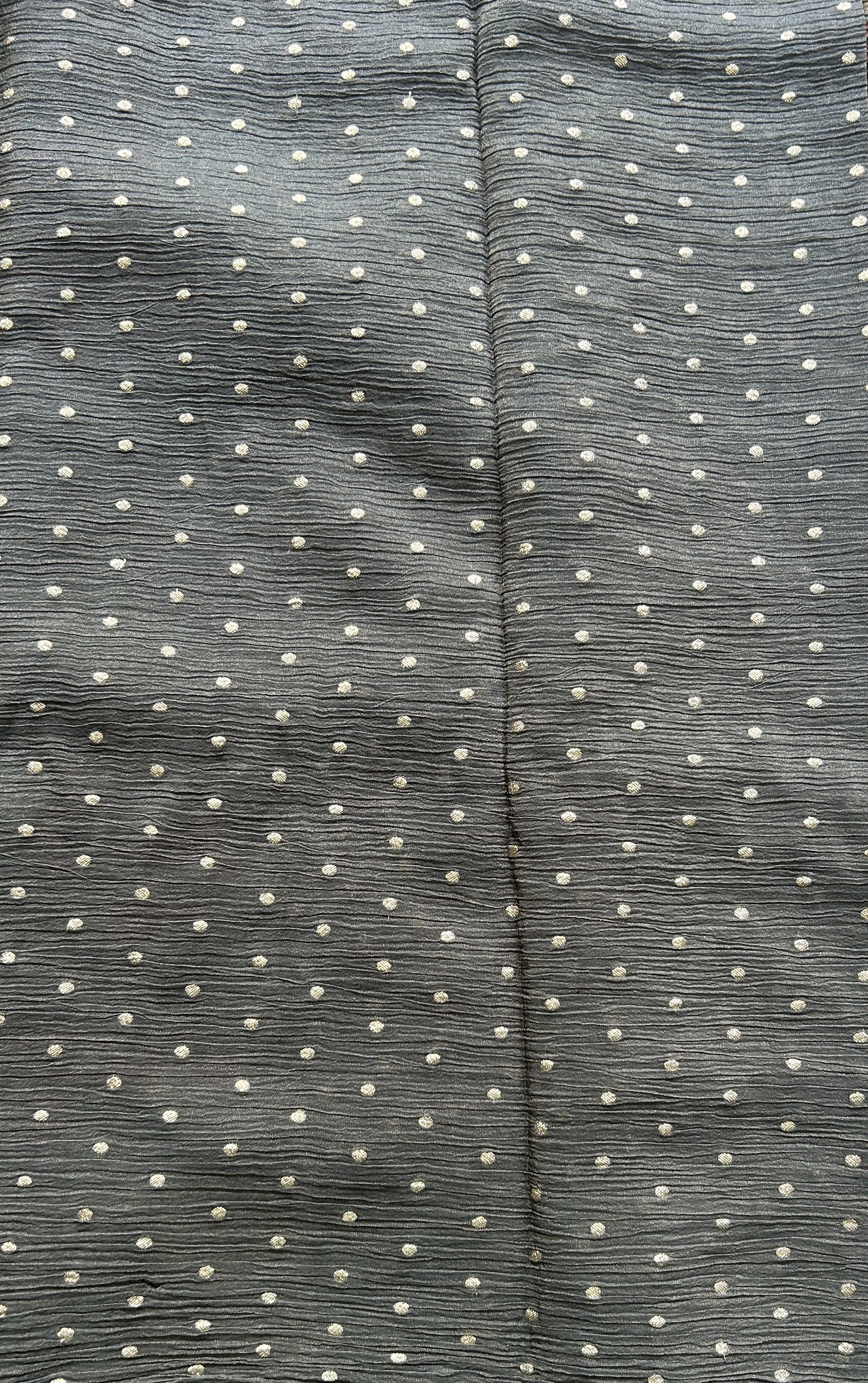 Banarasi Fancy Crushed Saree Gray Colored Complemented with a Zari Border. - Sampradaya Designer Studio