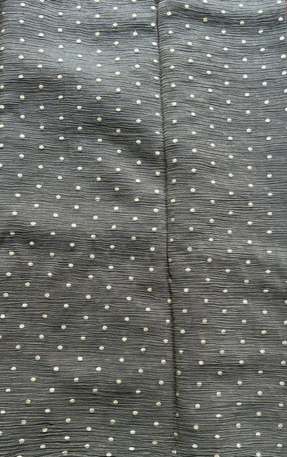 Banarasi Fancy Crushed Saree Gray Colored Complemented with a Zari Border. - Sampradaya Designer Studio