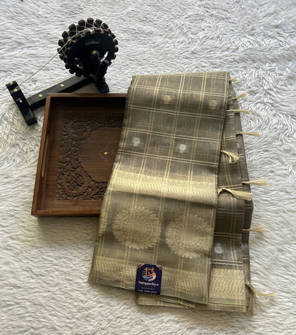 Tissue Silk kota Saree Elephant Gray colored Complemented with a Buti Border. - Sampradaya Designer Studio
