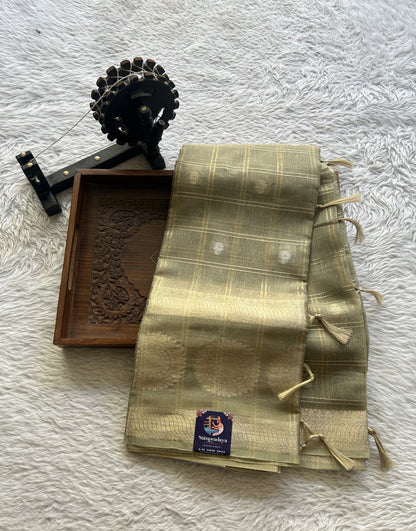 Tissue Silk kota Saree Light Green colored Complemented with a Buti Border. - Sampradaya Designer Studio