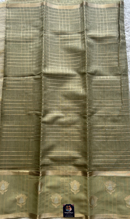 Tissue Silk kota Saree Green colored Complemented with a Buti Border. - Sampradaya Designer Studio