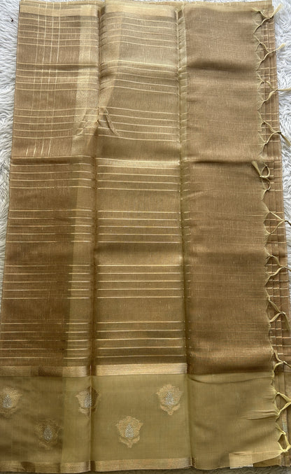 Tissue Silk kota Saree Gold colored Complemented with a Buti Border. - Sampradaya Designer Studio