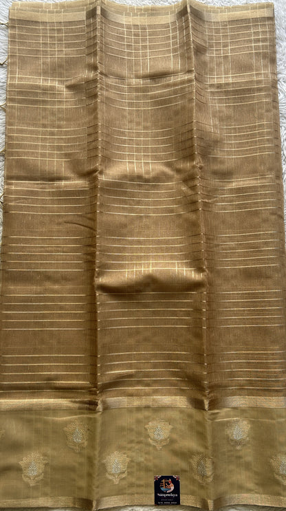 Tissue Silk kota Saree Gold colored Complemented with a Buti Border. - Sampradaya Designer Studio