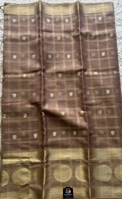 Tissue Silk kota Saree Light Onion Pink colored Complemented with a Buti Border. - Sampradaya Designer Studio