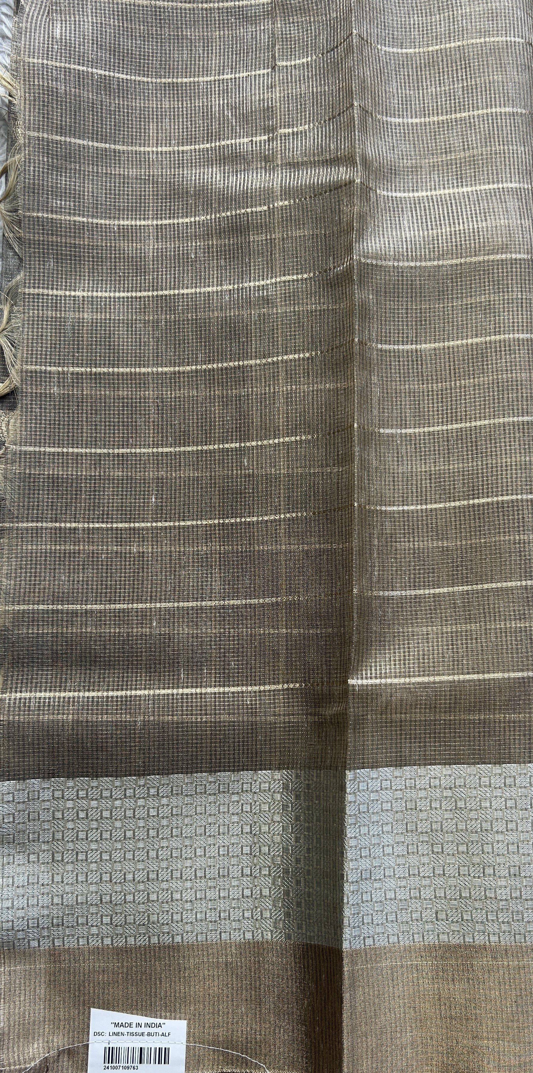 Tissue Silk kota Saree Brown colored Complemented with a Buti Border. - Sampradaya Designer Studio