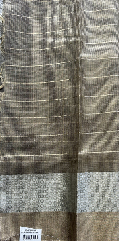 Tissue Silk kota Saree Brown colored Complemented with a Buti Border. - Sampradaya Designer Studio