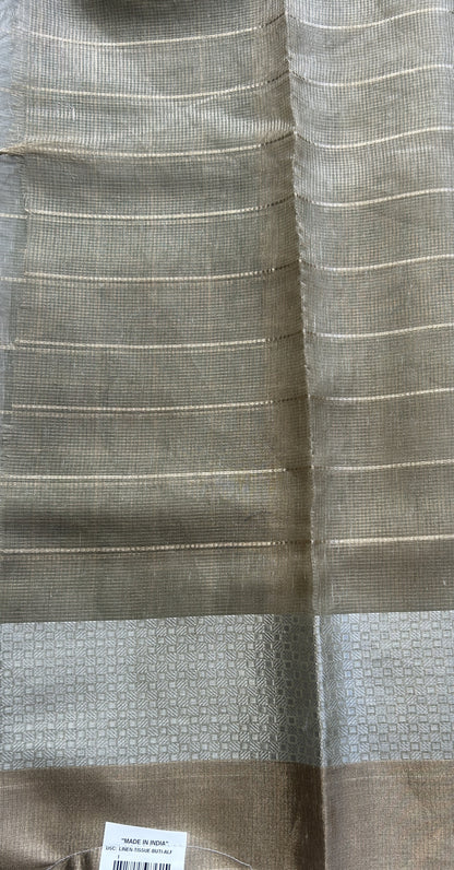 Tissue Silk kota Saree Olive Green colored Complemented with a Buti Border. - Sampradaya Designer Studio