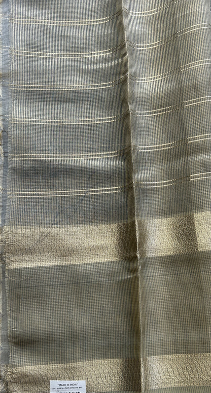 Tissue Silk kota Saree Flint colored Complemented with a Buti Border. - Sampradaya Designer Studio