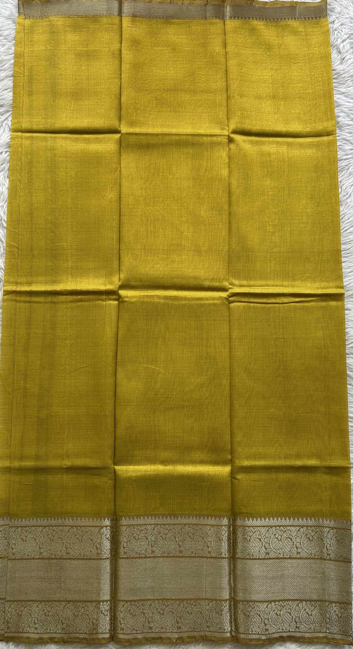 Pure Mangalagiri Pattu Dress Material Neon Yellow Colored Paired with a Brown Color Floral Print Dupatta - Sampradaya Designer Studio