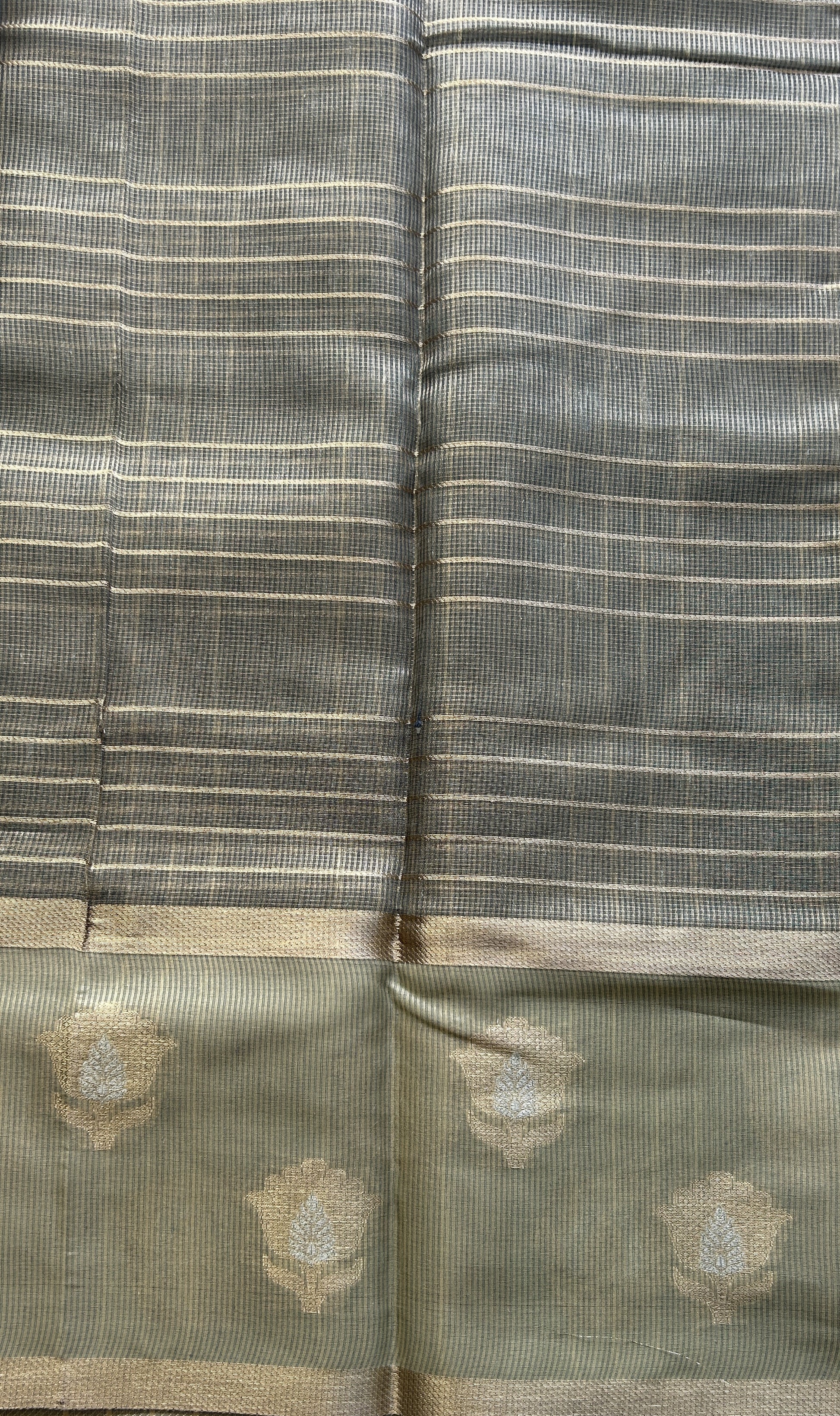 Tissue Silk kota Saree Navy Blue colored Complemented with a Buti Border. - Sampradaya Designer Studio