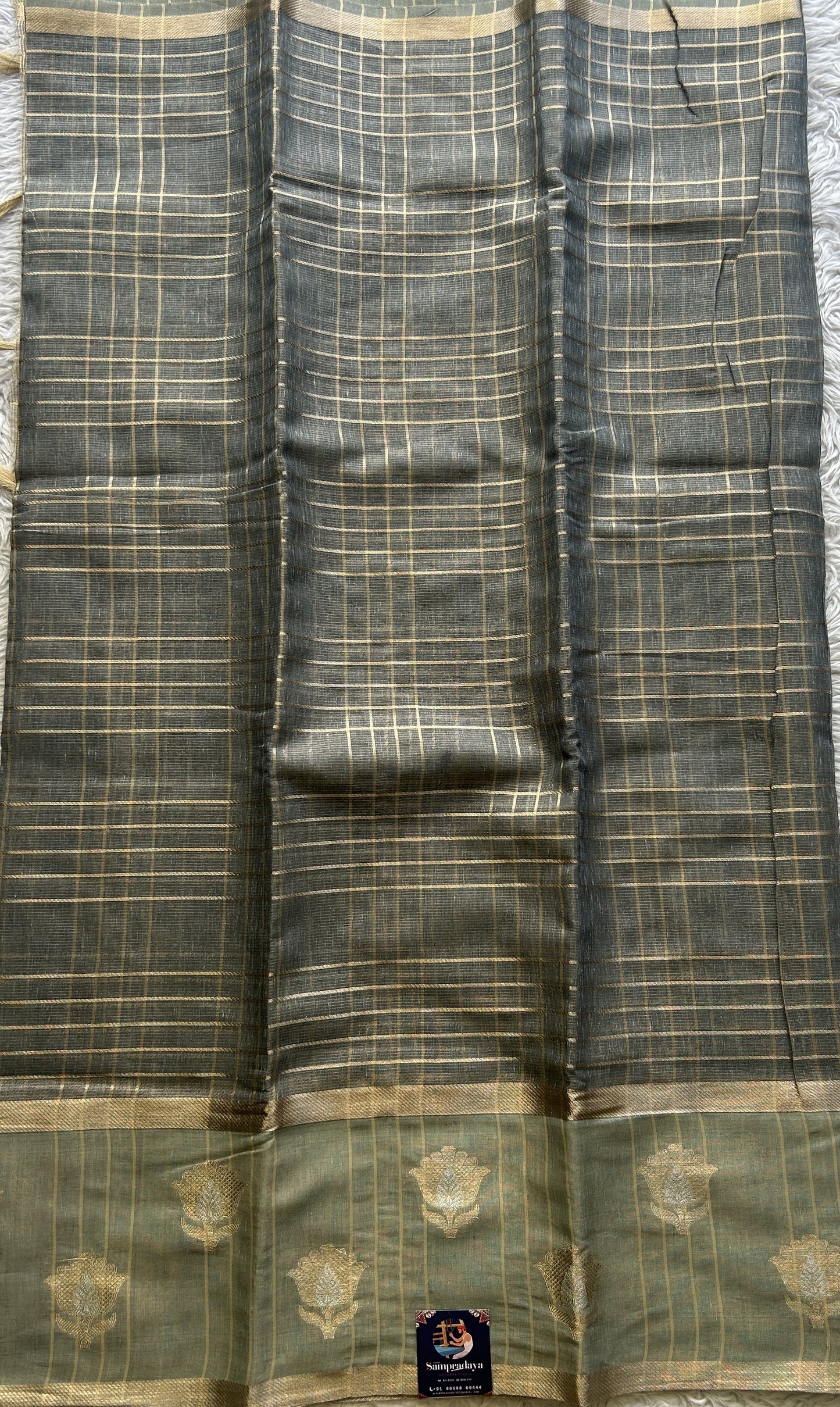 Tissue Silk kota Saree Navy Blue colored Complemented with a Buti Border. - Sampradaya Designer Studio