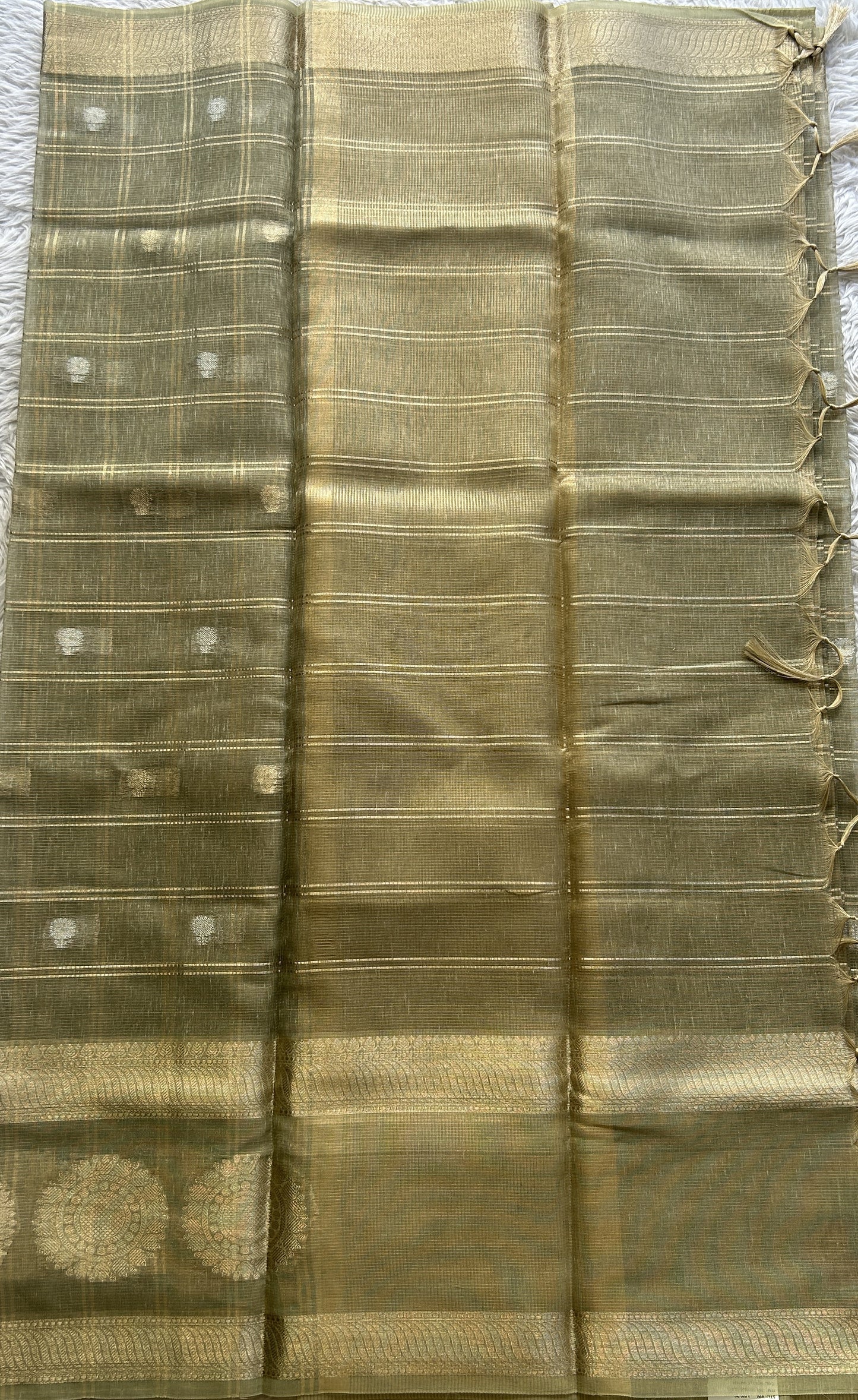 Tissue Silk kota Saree Light Green colored Complemented with a Buti Border. - Sampradaya Designer Studio
