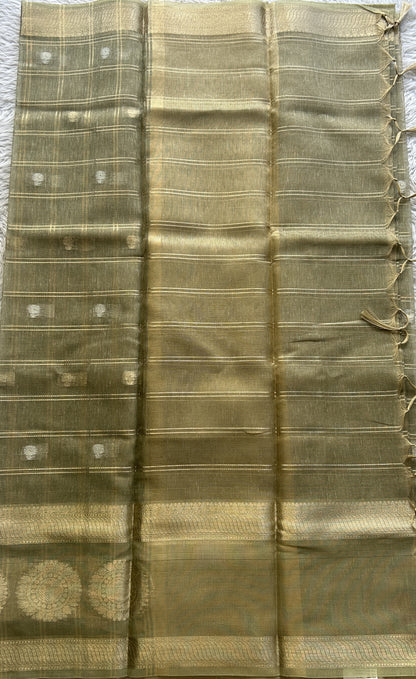 Tissue Silk kota Saree Light Green colored Complemented with a Buti Border. - Sampradaya Designer Studio