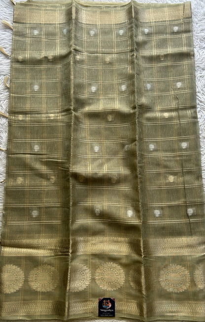 Tissue Silk kota Saree Light Green colored Complemented with a Buti Border. - Sampradaya Designer Studio