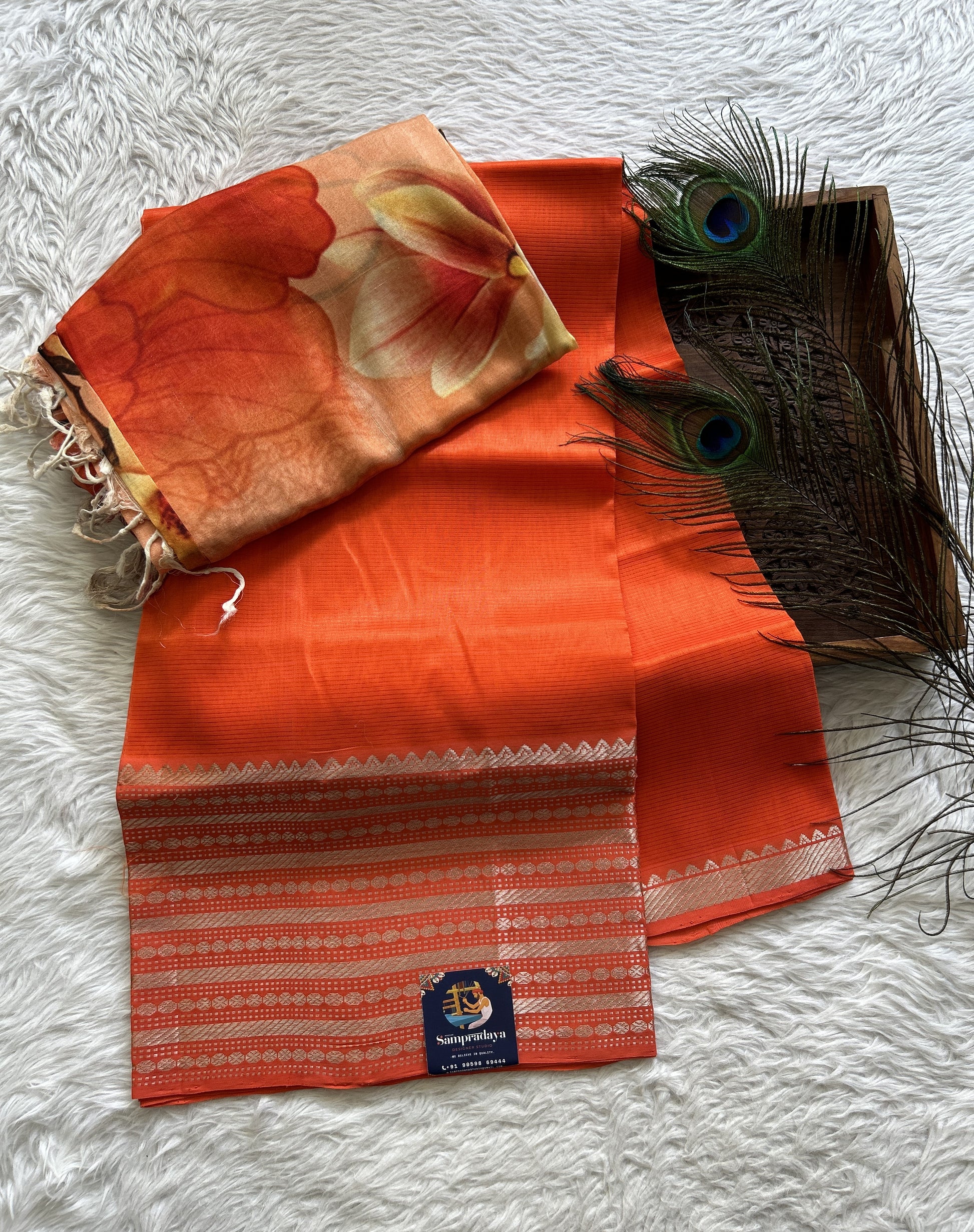 Mangalagiri Dress Material Orange Color