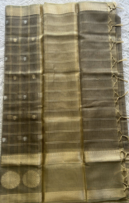 Tissue Silk kota Saree Elephant Gray colored Complemented with a Buti Border. - Sampradaya Designer Studio