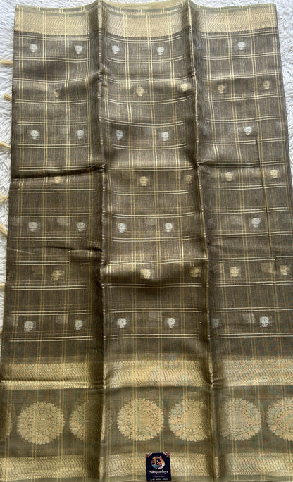 Tissue Silk kota Saree Elephant Gray colored Complemented with a Buti Border. - Sampradaya Designer Studio