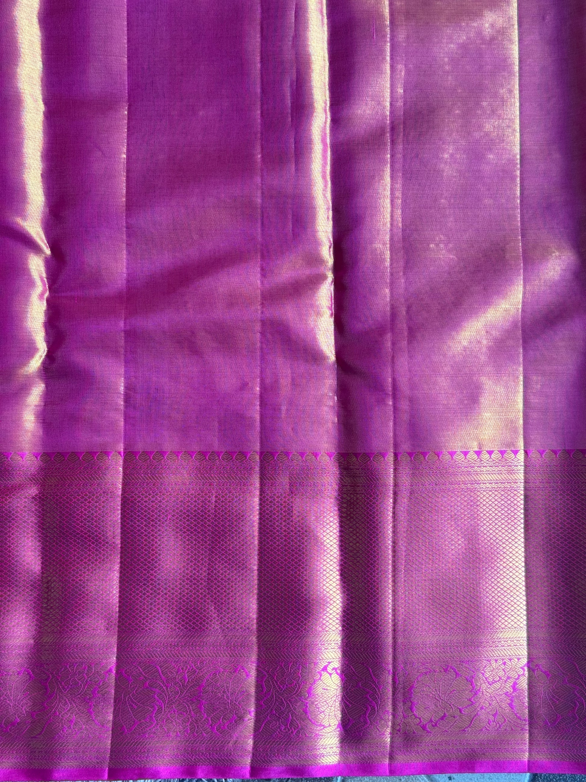 Pure Kanjivaram Silk Saree Pink Colored Complemented with Gold Zari Weaving Border. - Sampradaya Designer Studio