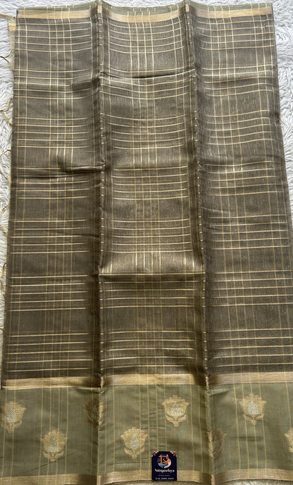 Tissue Silk kota Saree Ash colored Complemented with a Buti Border. - Sampradaya Designer Studio