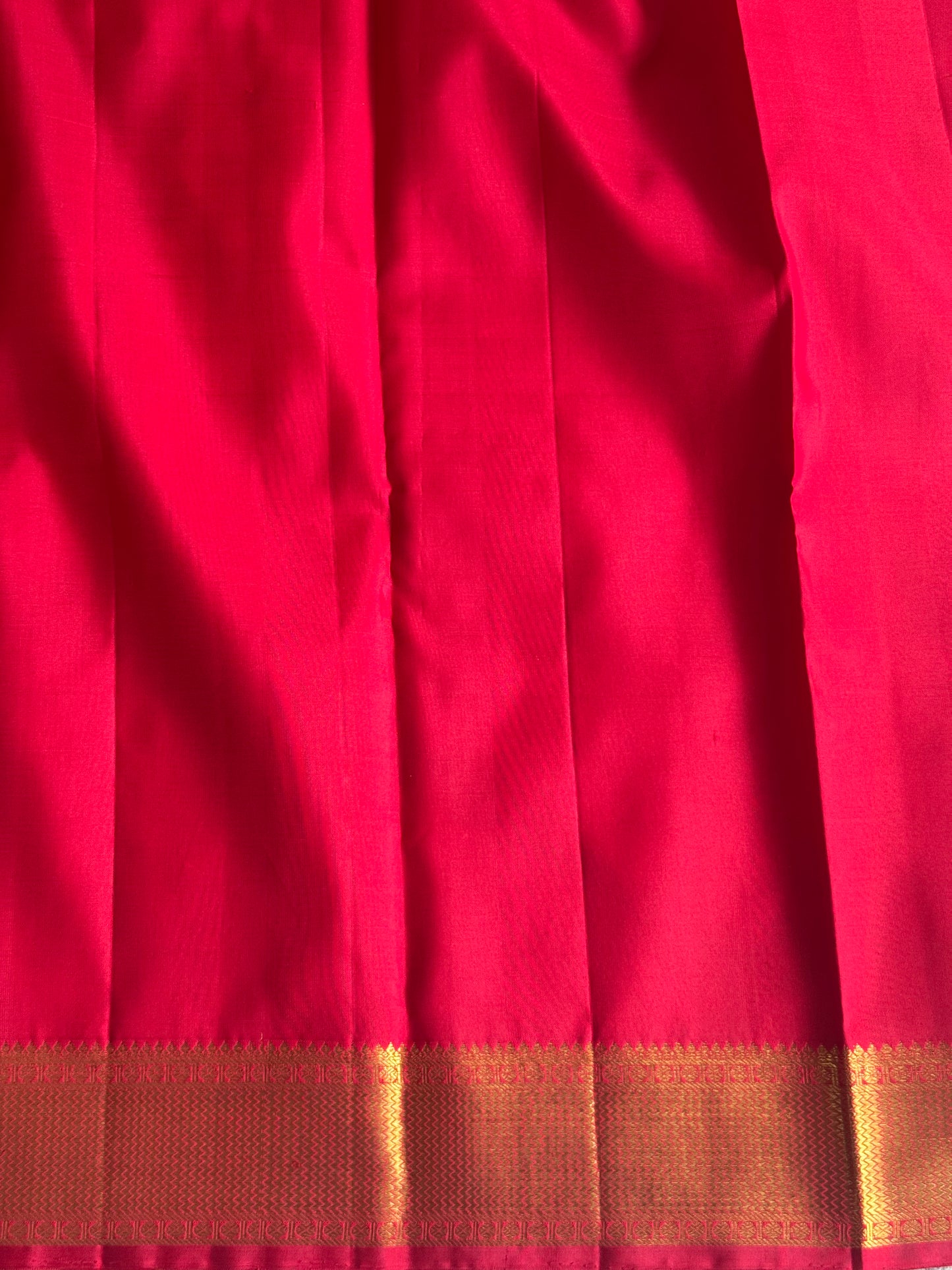 Pure Kanjivaram Silk Saree Red Colored Complemented with Gold Zari Weaving Border. - Sampradaya Designer Studio