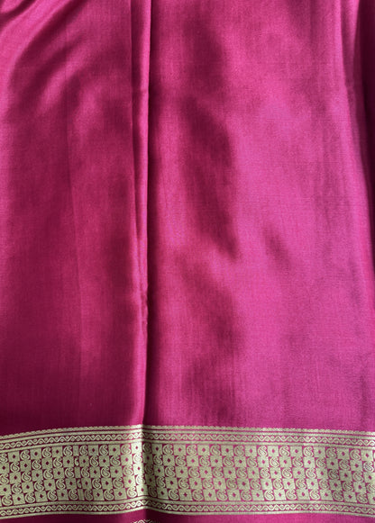 Sea Green Mysore Crepe Silk Saree with Silver Zari Border | Pure Handloom | Silk Mark Certified