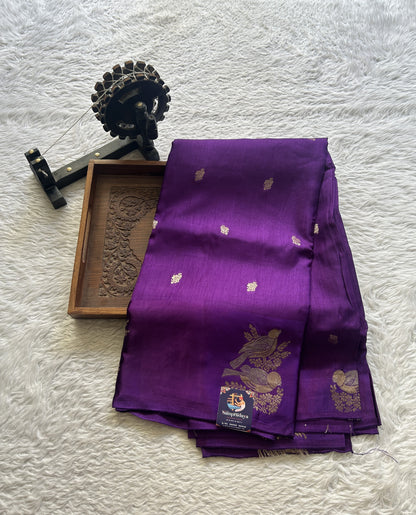 Mona Silk Saree Luxury Purple Colored Complemented with a Mashrur Border. - Sampradaya Designer Studio