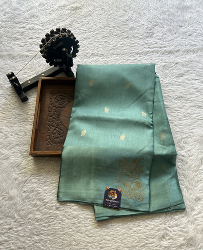 Mona Silk Saree Seafoam Green Colored Complemented with a Mashrur Border. - Sampradaya Designer Studio