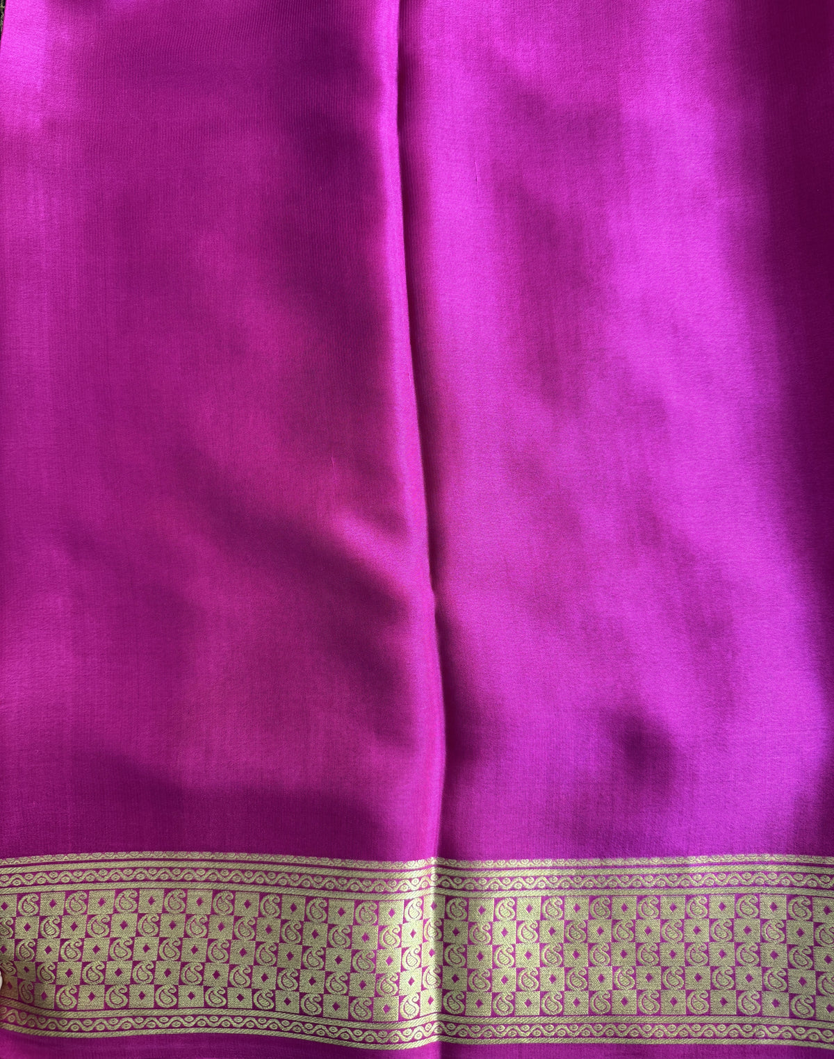 Brown Mysore Crepe Silk Saree with Silver Zari Border | Pure Handloom | Silk Mark Certified