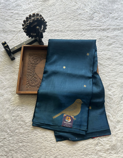Mona Silk Saree Dark Violet Colored Complemented with a Mashrur Border. - Sampradaya Designer Studio