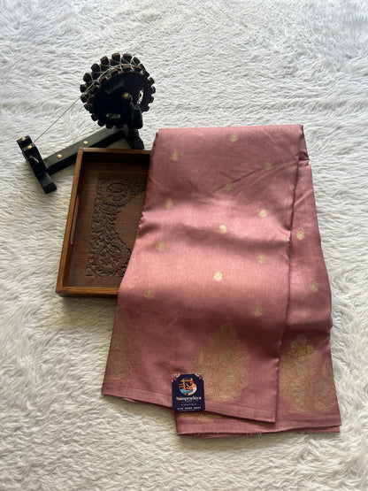 Mona Silk Saree Onion Pink Colored Complemented with a Mashrur Border. - Sampradaya Designer Studio
