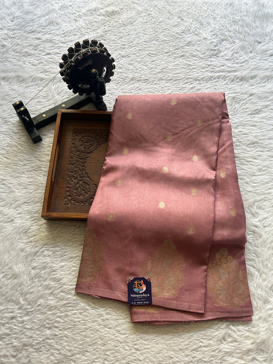 Mona Silk Saree Onion Pink Colored Complemented with a Mashrur Border. - Sampradaya Designer Studio
