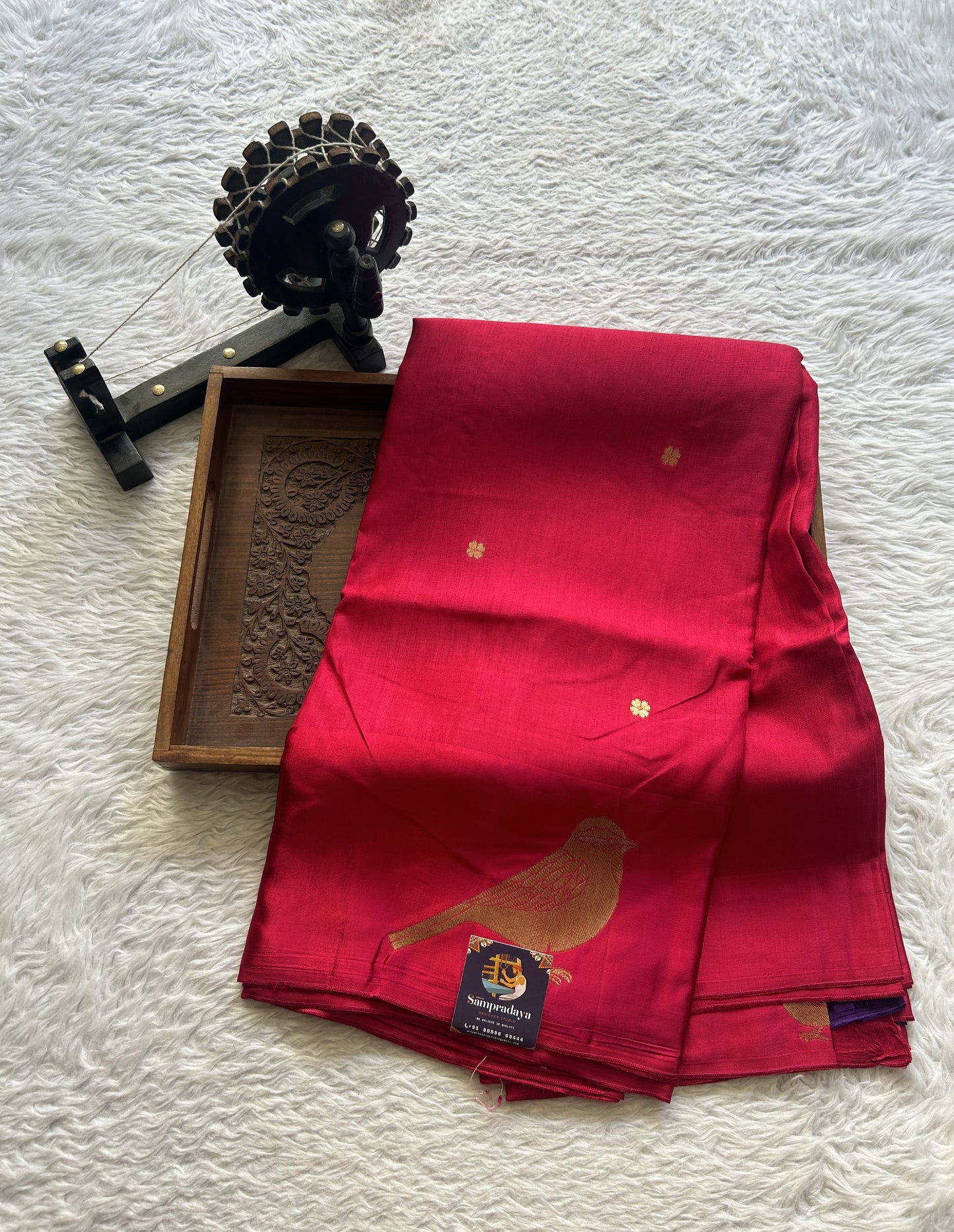 Mona Silk Saree Hot Pink Colored Complemented with a Mashrur Border. - Sampradaya Designer Studio