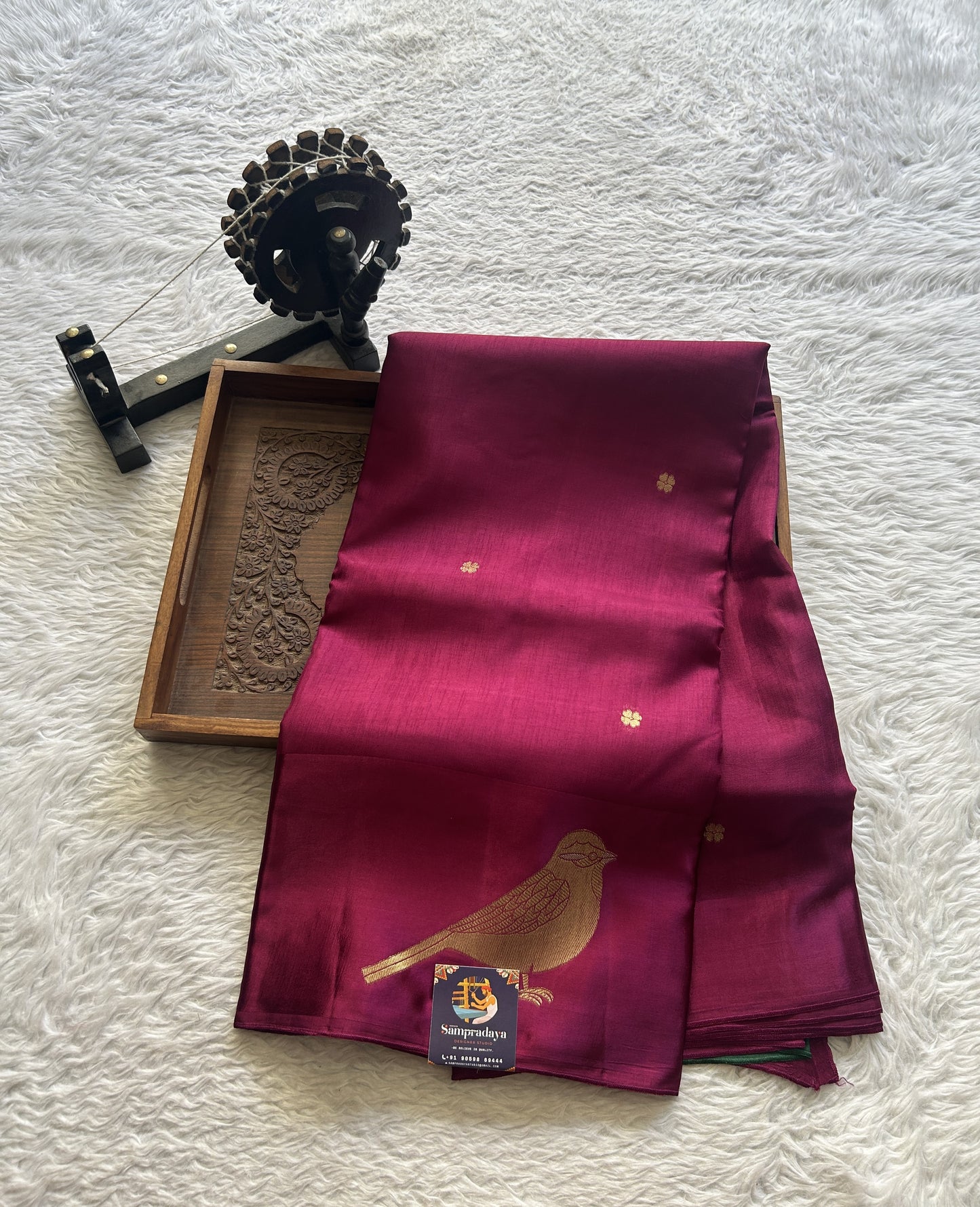 Mona Silk Saree Purple Colored Complemented with a Mashrur Border. - Sampradaya Designer Studio