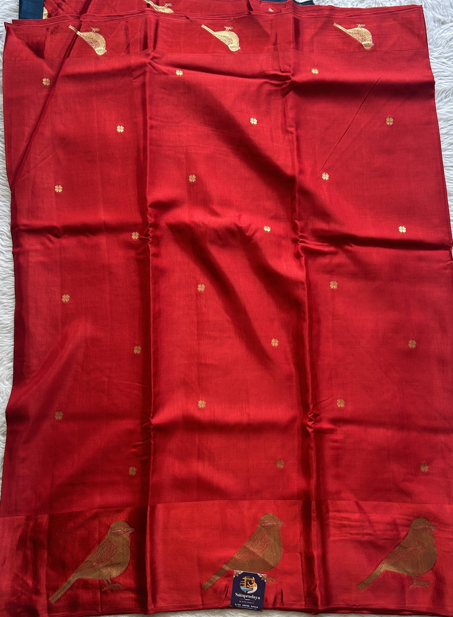 Mona Silk Saree Red Colored Complemented with a Mashrur Border. - Sampradaya Designer Studio