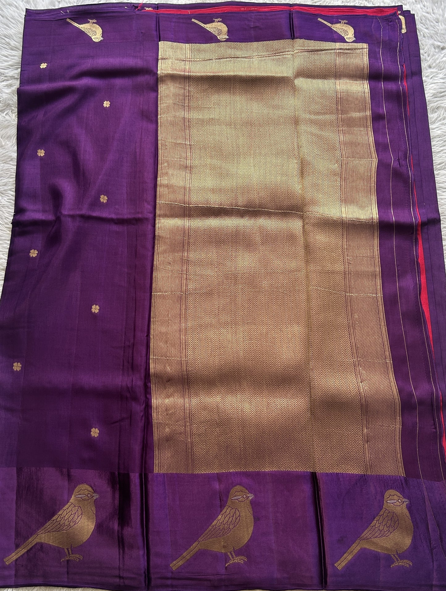 Mona Silk Saree Dark Violet Colored Complemented with a Mashrur Border. - Sampradaya Designer Studio