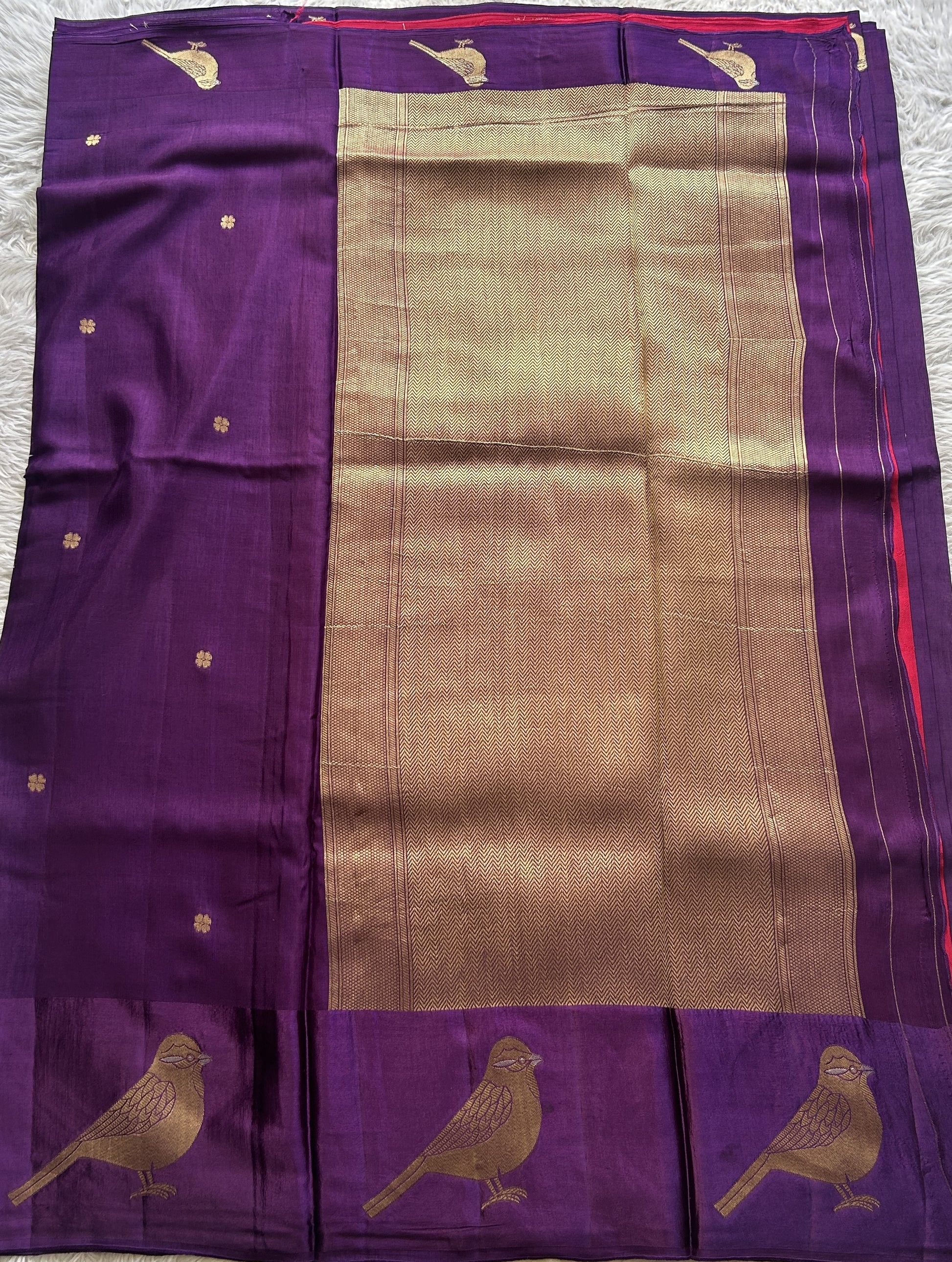 Mona Silk Saree Dark Violet Colored Complemented with a Mashrur Border. - Sampradaya Designer Studio